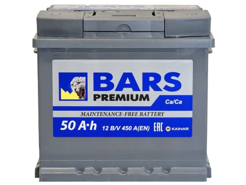 Аккумулятор BARS Premium 50 Ач, 450 А, 12 v, Обратная R+ (0), DIN L1, B13