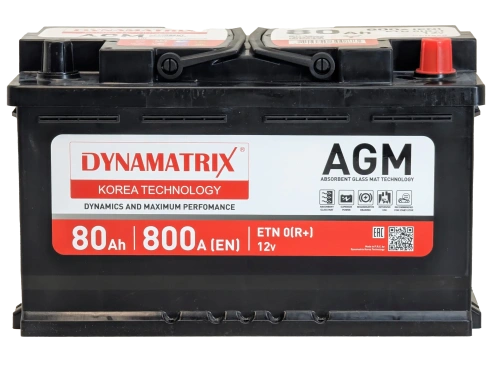 Фото Аккумулятор DYNAMATRIX AGM 80 Ач, 800 А, 12 v, Обратная R+ (0), DIN L4, B13