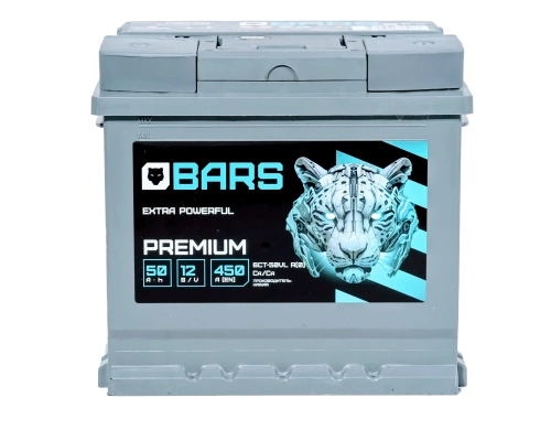 Фото Аккумулятор BARS Premium 50 Ач, 450 А, 12 v, Обратная R+ (0), DIN L1, B13