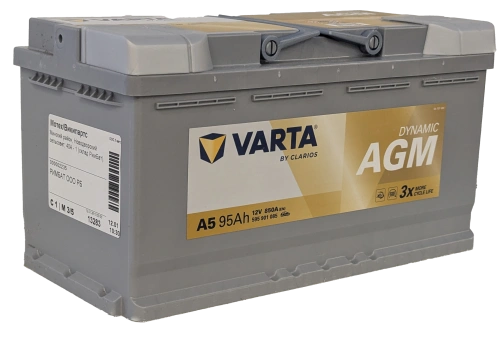 Фото Аккумулятор VARTA Start-Stop AGM 95 Ач, 850 А, 12 v, Обратная R+ (0), DIN L5, B13