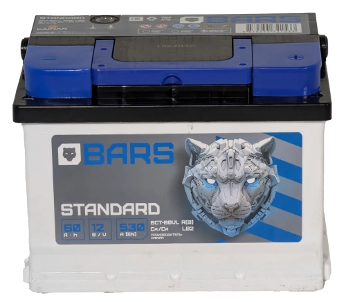 Фото Аккумулятор BARS 60 Ач, 530 А, 12 v, Обратная R+ (0), DIN LB2, B13