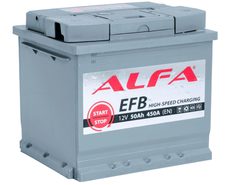 Фото Аккумулятор ALFA EFB 50 Ач, 450 А, 12 v, Обратная R+ (0), DIN L1, B13