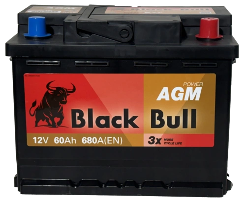 Фото BLACK BULL (Camel Group) AGM 60 Ач, 680 А, 12v, Обратная R, L2
