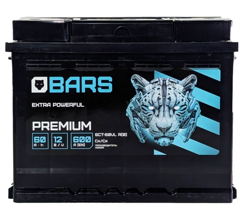 Фото Аккумулятор BARS Premium 60 Ач, 600 А, 12 v, Обратная R+ (0), DIN L2, B13