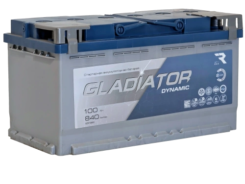 Аккумулятор GLADIATOR Dynamic 12v, 100Ah, 840A, R+(0), L5, B13