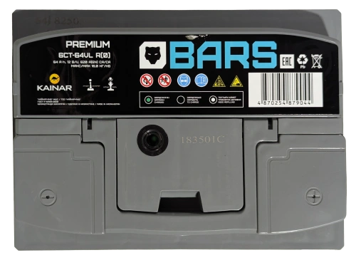 Фото Аккумулятор BARS Premium 64 Ач, 620 А, 12 v, Обратная R+ (0), DIN L2, B13