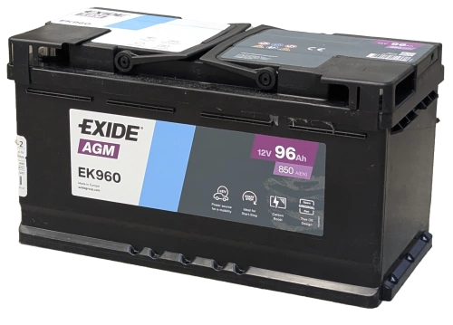 Фото Аккумулятор EXIDE AGM 96 Ач, 850 А, 12 v, Обратная R+ (0), DIN L5, B13