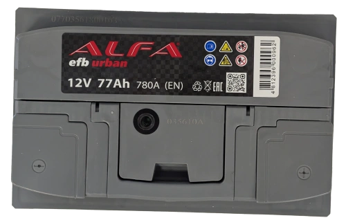 Фото Аккумулятор ALFA EFB 77 Ач, 780 А, 12 v, Обратная R+ (0), DIN L3, B13