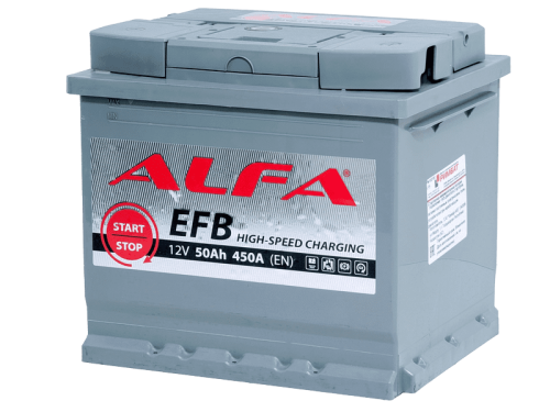 Фото Аккумулятор ALFA EFB 50 Ач, 450 А, 12 v, Обратная R+ (0), DIN L1, B13