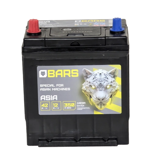 Фото Аккумулятор BARS Asia 42 Ач, 350 А, 12 v, Прямая L+ (1), JIS B19, B00