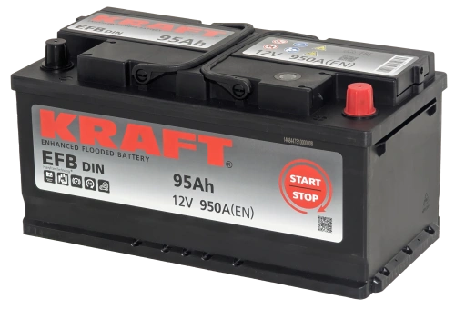 Фото Аккумулятор KRAFT EFB 95 Ач, 9500 А, 12 v, Обратная R+ (0), DIN LB5