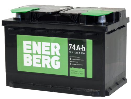 Фото Аккумулятор ENERBERG 74 Ач, 760 А, 12 v, Обратная R+ (0), DIN LB3, B13