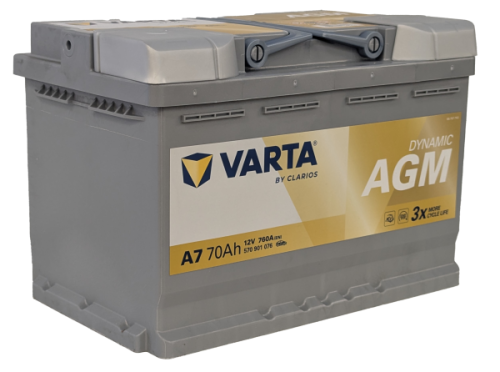 Фото Аккумулятор VARTA Start-Stop AGM 70 Ач, 760 А, 12 v, Обратная R+ (0), DIN L3, B13