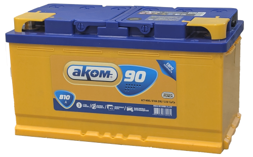 Фото Аккумулятор AKOM 90 Ач, 810 А, 12 v, Обратная R+ (0), DIN L5, B13