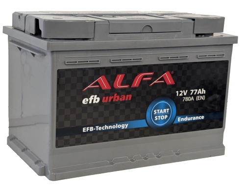 Фото Аккумулятор ALFA EFB 77 Ач, 780 А, 12 v, Обратная R+ (0), DIN L3, B13