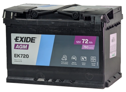 Фото Аккумулятор EXIDE AGM 72 Ач, 760 А, 12 v, Обратная R+ (0), DIN L3, B13
