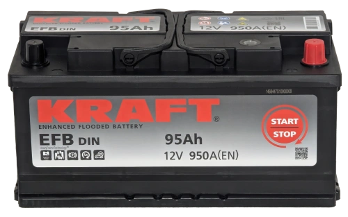 Фото Аккумулятор KRAFT EFB 95 Ач, 9500 А, 12 v, Обратная R+ (0), DIN LB5