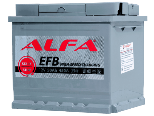 Фото Аккумулятор ALFA EFB 50 Ач, 450 А, 12 v, Обратная R+ (0), DIN L1, B13