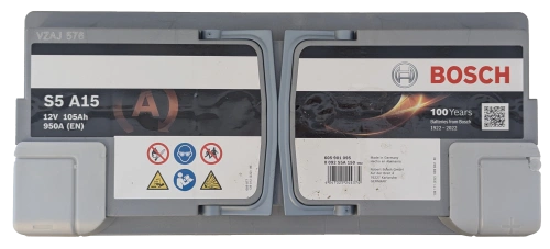 Фото Аккумулятор BOSCH S5 AGM 105 Ач, 950 А, 12 v, Обратная R+ (0), DIN L6, B13