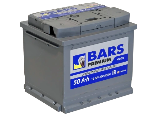 Аккумулятор BARS Premium 50 Ач, 450 А, 12 v, Обратная R+ (0), DIN L1, B13