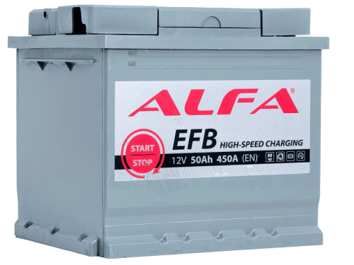 Фото Аккумулятор ALFA EFB 50 Ач, 450 А, 12 v, Обратная R+ (0), DIN L1, B13