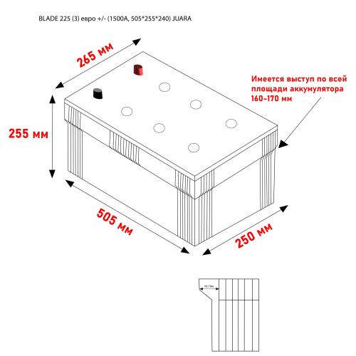 Аккумулятор BLADE 225 Ач, 1500 А, 12 v, Обратная L+ (3) euro JUARA фото