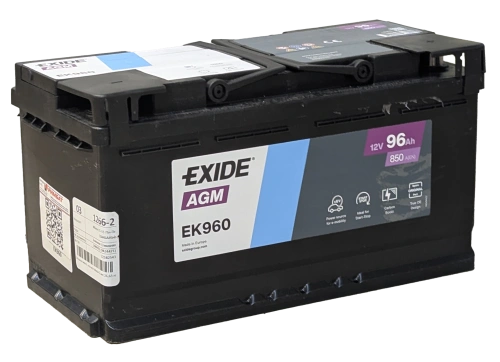 Фото Аккумулятор EXIDE AGM 96 Ач, 850 А, 12 v, Обратная R+ (0), DIN L5, B13
