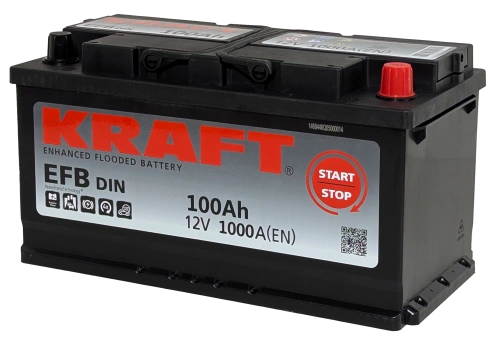 Фото Аккумулятор KRAFT EFB 100 Ач, 1000 А, 12 v, Обратная R+ (0), DIN L5