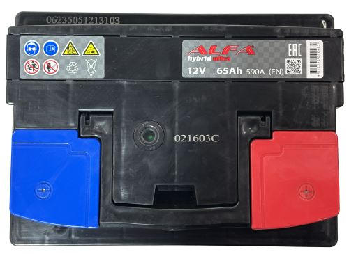Фото Аккумулятор ALFA Hybrid 65 Ач, 590 А, 12 v, Обратная R+ (0), DIN L2, B13