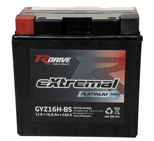 RDrive eXtremal Platinum GYZ16H-BS 16Ah (230А 150*87*147) фото