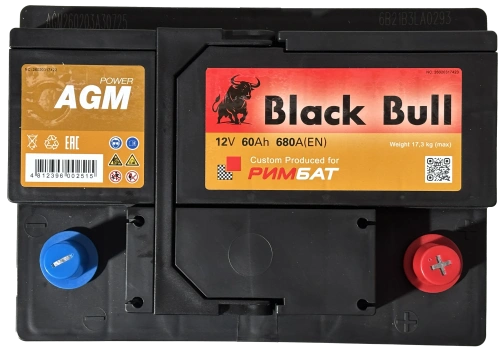 Фото BLACK BULL (Camel Group) AGM 60 Ач, 680 А, 12v, Обратная R, L2