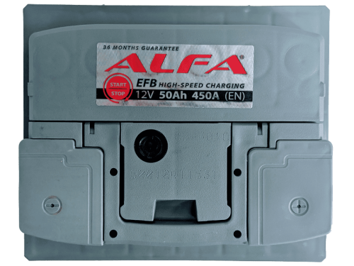 Фото Аккумулятор ALFA EFB 50 Ач, 450 А, 12 v, Обратная R+ (0), DIN L1, B13