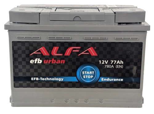 Фото Аккумулятор ALFA EFB 77 Ач, 780 А, 12 v, Обратная R+ (0), DIN L3, B13