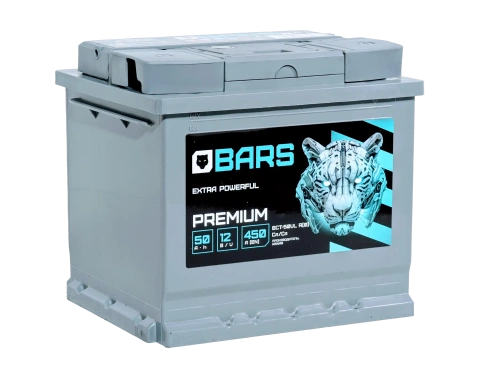 Фото Аккумулятор BARS Premium 50 Ач, 450 А, 12 v, Обратная R+ (0), DIN L1, B13