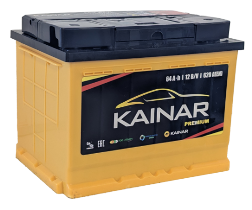 Фото Аккумулятор KAINAR Premium 64 Ач, 620 А, 12 v, Обратная R+ (0), DIN L2, B13