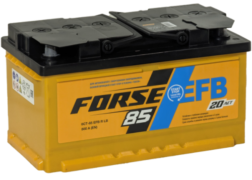 Фото Аккумулятор FORSE 85 EFB Ач низк, 800 А, 12 v, Обратная R+ (0), DIN LB4, B13