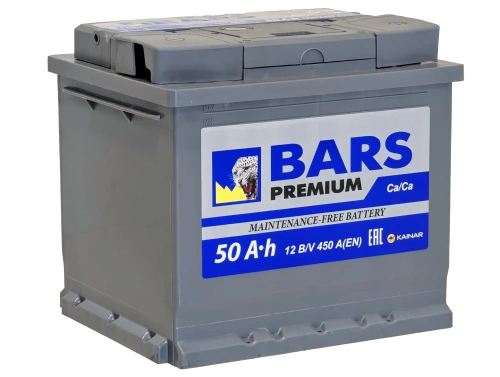 Аккумулятор BARS Premium 50 Ач, 450 А, 12 v, Обратная R+ (0), DIN L1, B13