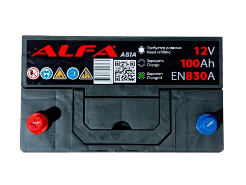 Фото Аккумулятор ALFA Asia 100 Ач, 830 А, Прямая L+ (1), JIS D31 (UZ)