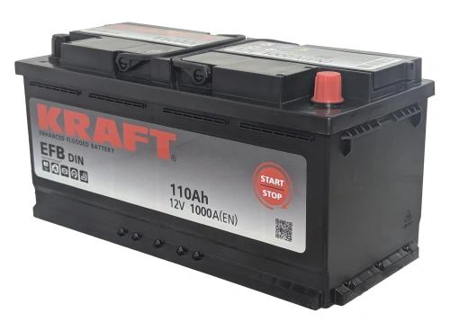 Фото Аккумулятор KRAFT EFB 110 Ач, 1000 А, 12 v, Обратная R+ (0), DIN L6