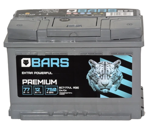 Фото Аккумулятор BARS Premium 77 Ач, 750 А, 12 v, Обратная R+ (0), DIN L3, B13