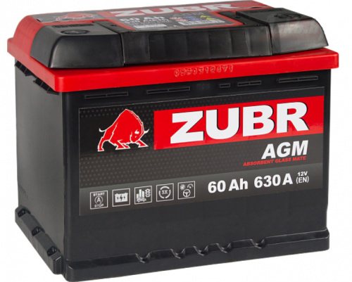 Аккумулятор ZUBR AGM 60 R+