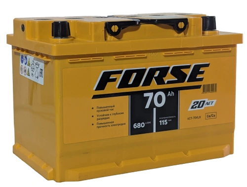 Фото Аккумулятор FORSE 70 Ач, 680 А, 12 v, Обратная R+ (0), DIN L3, B13