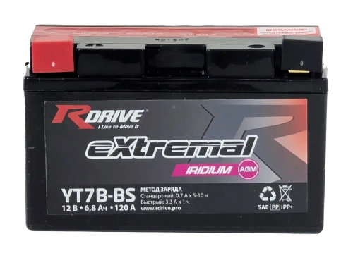 Аккумулятор RDrive eXtremal Iridium YT7B-BS AGM 6.8Ah фото