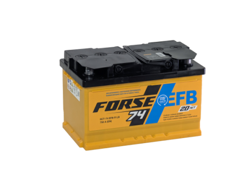 Фото Аккумулятор FORSE EFB 74 Ач низк, 750 А, 12 v, Обратная R+ (0), DIN LB3, B13