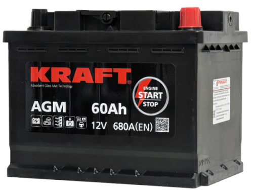 Аккумулятор KRAFT AGM 60 R+