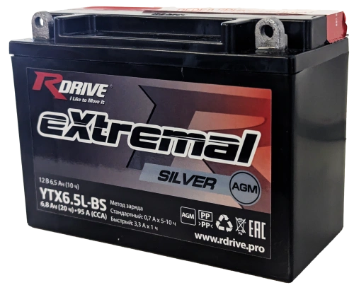 RDrive eXtremal Silver YTX6.5L-BS 6,5Ah (95А 140*66*100) фото