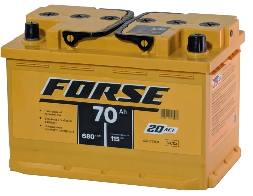 Фото Аккумулятор FORSE 70 Ач, 680 А, 12 v, Обратная R+ (0), DIN L3, B13