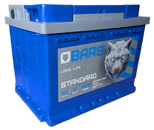 Фото Аккумулятор BARS 62 Ач, 600 А, 12 v, Обратная R+ (0), DIN L2, B13