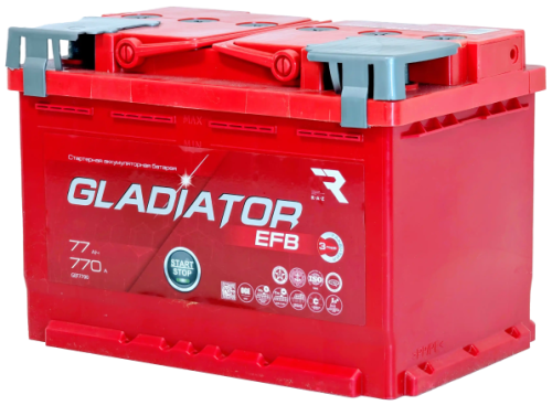 Аккумулятор GLADIATOR EFB 77 R+ (незначительное повреждение корпуса)