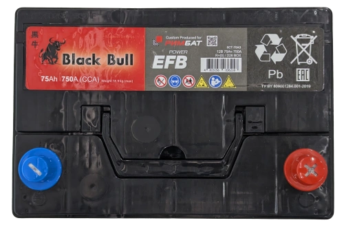 Фото BLACK BULL Asia EFB 75 Ач, 750 А, 12v, Обратная R, D26